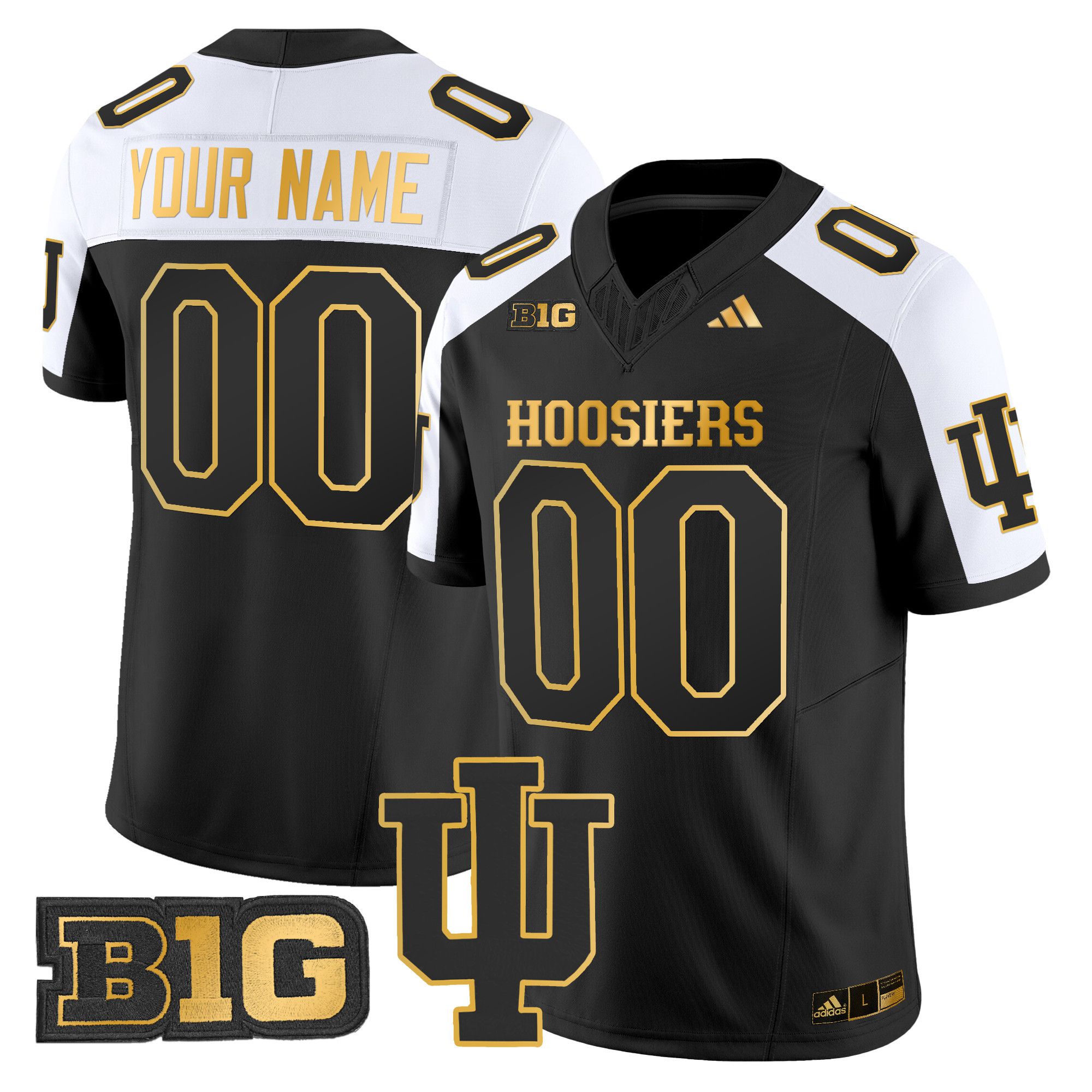 Men Indiana Hoosiers Black 2024 Gold Vapor Limited Custom NCAA Jersey->customized ncaa jersey->Custom Jersey